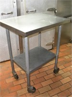 S/S Work Table on Casters 30 X 24 X 40