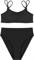 SUNNEEHOME Black Women's ribbed bikini