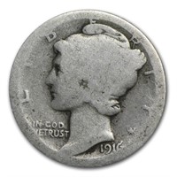 1916 d KEY DATE Mercury Dime