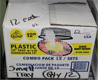 full box (12) 12" round plastic deli trays with