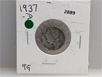 1937-D 90% Silv Mercury Dime