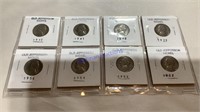 8 old Jefferson nickels