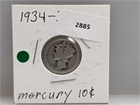 1934-D 90% Silv Mercury Dime