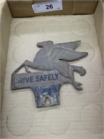 Vintage metal Pegasus Flying Horse Drive Safely Li