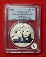 2010 Chinese Panda 10 Yuan PCGS MS70 1 Oz Silver