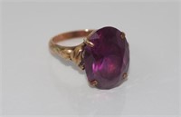 Rose gold and synthetic Alexandrite ring