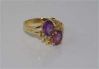 14ct yellow gold and amethyst ring