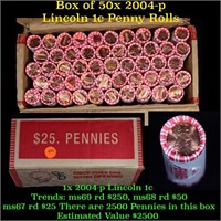 Box of 50 Rolls of 2004-p Gem Unc Lincoln Cents 1c