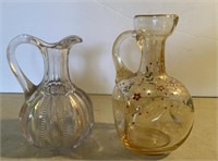 (2) Items - Antique Blown Glass Cruet & Carafe