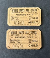 1956 Willie Mays All-Stars Ticket Stub Lot of 2