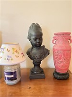 Oriental Vase, Bust & Candle Lamp