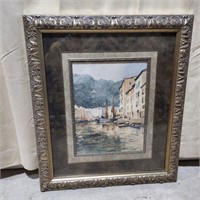 Framed Venice themed watercolor print