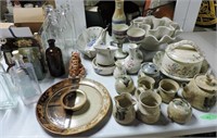 Stoneware Bowls, Teapot, Cups, Bottles,