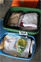 (2) Storage Totes & Assorted Towels (Full) (U235)