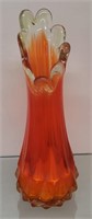1960's Orange Glass Vase 9 Inches