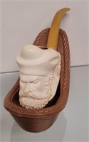 Faux Ivory Tobacco Pipe with stand