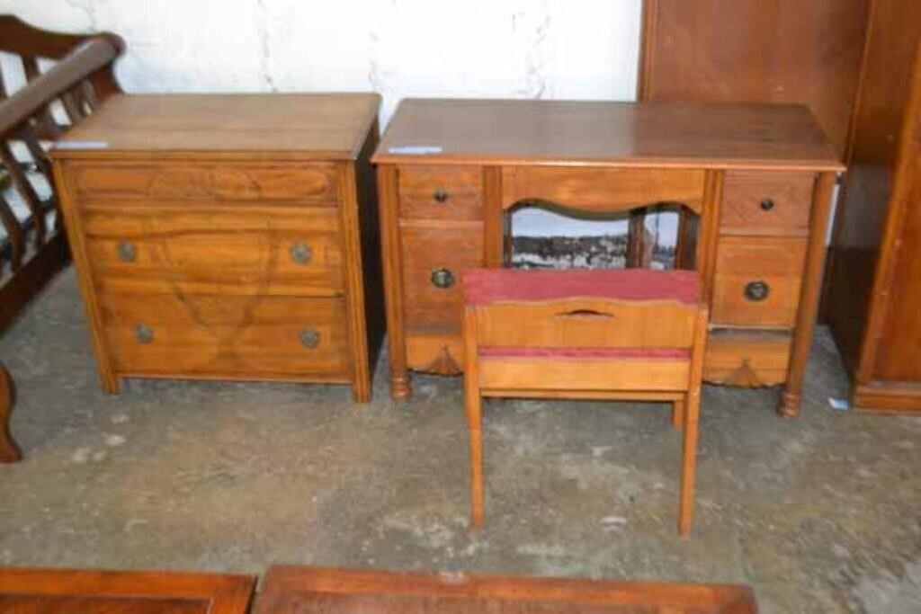 3 Drawer Chest, Make-Up Table & Stool