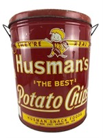 Husman’s Potato Chip 3Lb Tin Can With Lid