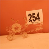 DELICATE BLOWN GLASS HORSE AND CARRIAGE 9 IN