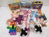Assorted Toy Lot - Model Kits, Ty Beanies, Dolls,