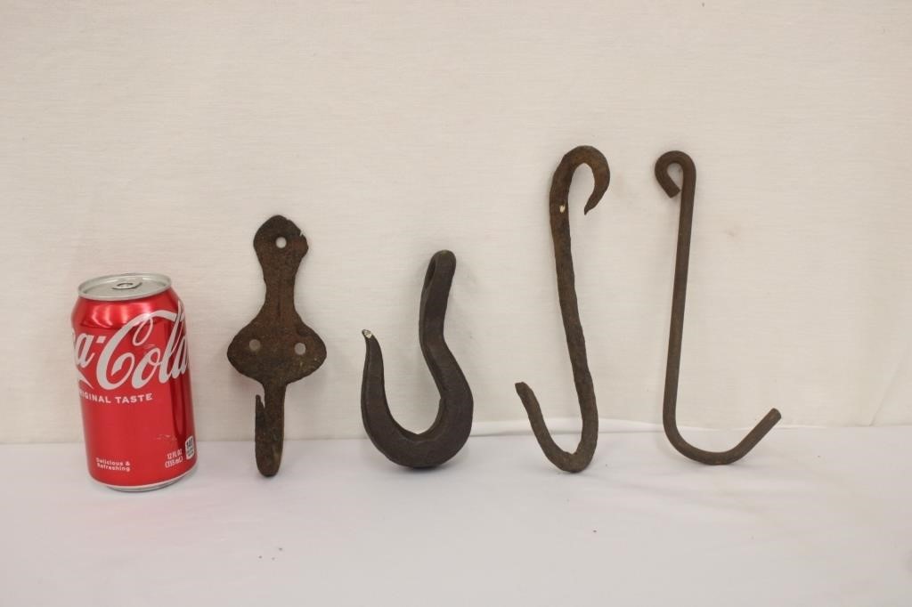 4 Cast Iron Hanging & Wall Hooks