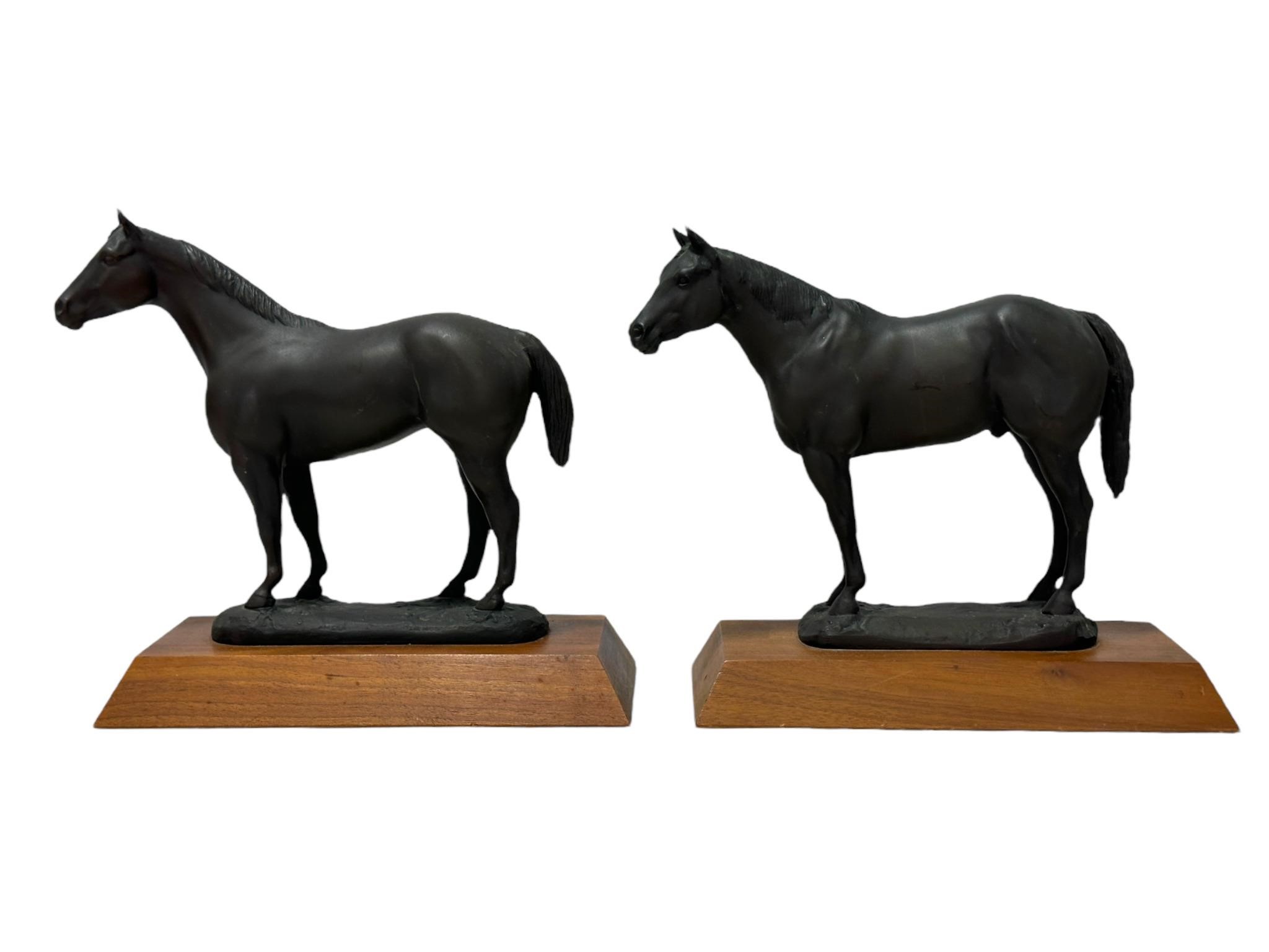 Pair of Metal American Quarter Horse Sculptures