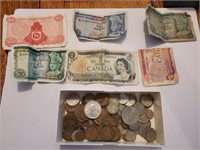LOT OF FOREIGN MONEY - COINS & PAPER