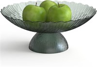 Glass Fruit Bowl  Pedestal  Kitchen Decor (grey)