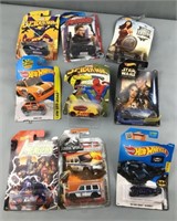 9 toy cars - all but 1 are hot wheels