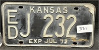 1973 KANSAS LICENSE PLATE