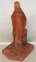 RARE Pink Satin Pressed Glass Jesus Statue Icon
