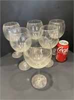 6 Delicate Stemmed Large Glass Wine Glasses