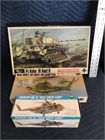 Vintage Military Model Boxes Lot of 3 with Parts