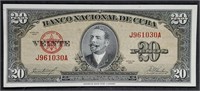 1958  Cuba  20 Pesos banknote   Unc