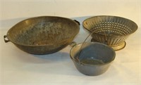 Antique Sieves and Bowl