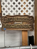 Hand Carved Wood Sign 'Honest Mechanic'
