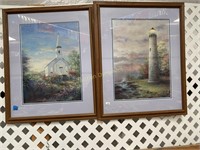 Framed Prints, Church & Lighthouse