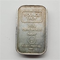 US IGNOT 1 TROY OUNCR PURE SILVER