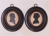 Two pair of 1800's silhouette portraits, framed,