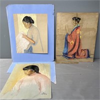 Asian Pastel Portrait Paintings