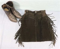 Harley Davidson Leather Skirt & Boots