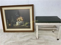 FRAMED AND MATTED PICTURE WITH BENCH