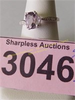 Amethyst and sterling ladies ring  size 9