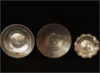 Fine Antique Sterling pierced trays & bowl 3pcs