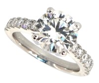 14k Gold 4.27 ct VS2 Round Lab Diamond Ring