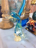 Small blue glass goose
