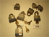 Eight Master Locks with Keys