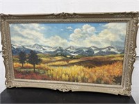 framed art, mountain range, 41 x 25 "