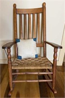 Antique Wooden Rope Bottom Rocking Chair