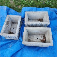 3 Small Rectangular Concrete Planters